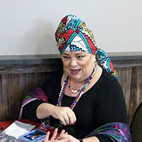 photo of fortune teller with head wrap